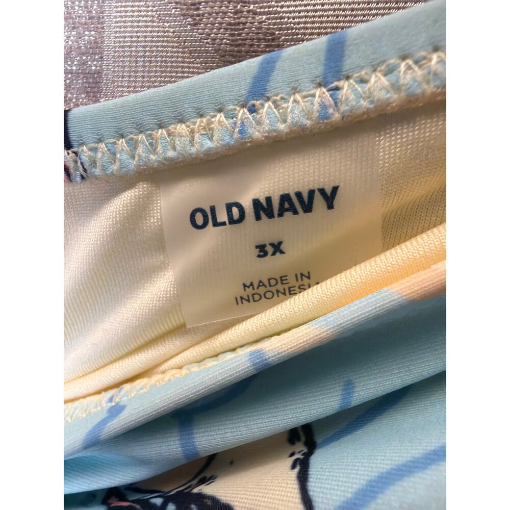 Old Navy Bon Voyage Tropical Postcard High Waisted Bikini Bottoms Blue Yellow 3X - Picture 5 of 5